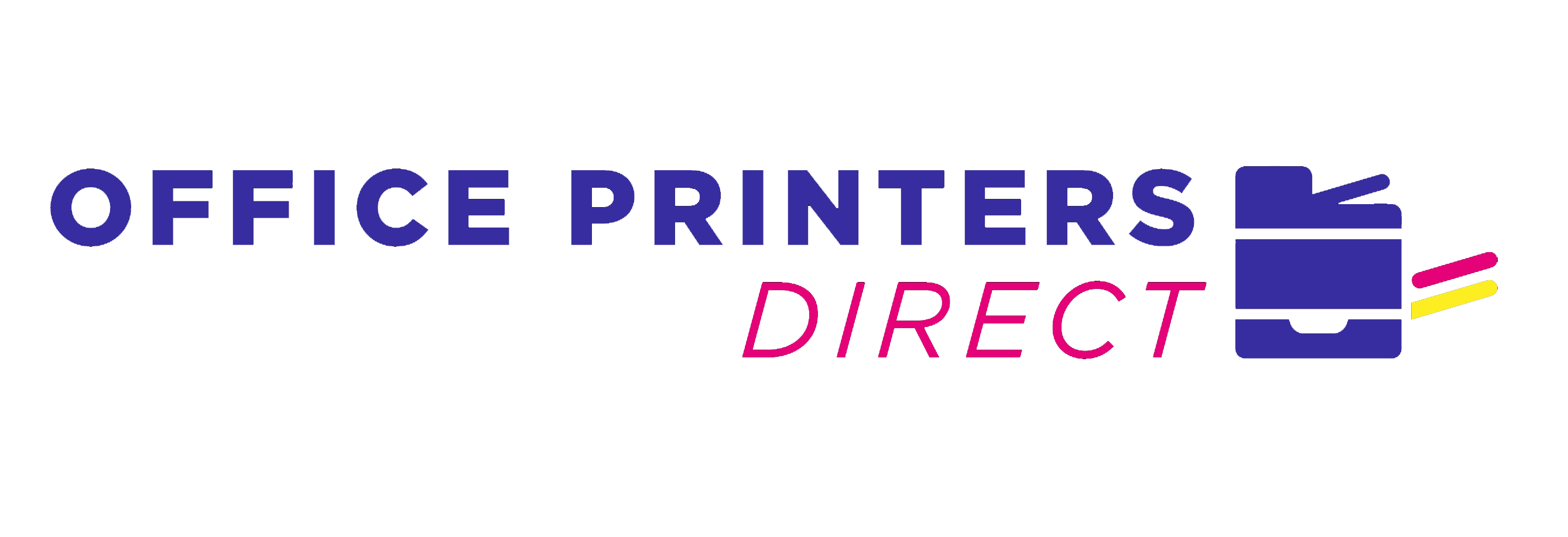 Office Printers Logo with a purple printer icon